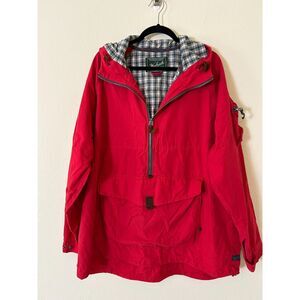 Vintage Woolrich 1/2‎ Zip Pullover Mens 2XL Hooded Jacket Front Pocket Red USA